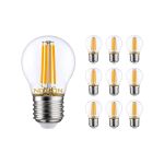 Lot 10x Noxion Lucent LED E27 Boule Filament Claire 4.5W 470lm - 827 Blanc Très Chaud | Équivalent 40W